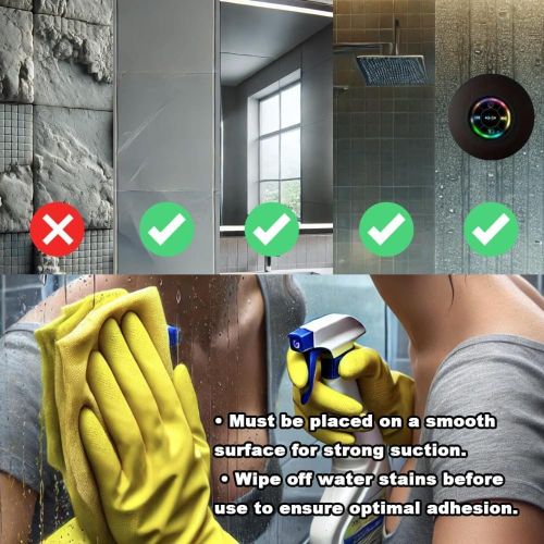 product_image_name-addigoes-Enceinte Bluetooth Étanche IPX4, Enceinte de Douche avec LEDs – Mini Enceinte Sans Fil Portable avec Micro et Ventouse, Résistante à l'Eau pour Douche, Voyage, Piscine, Flottage en Rivière et Loisirs Extérieurs (Noir)-8