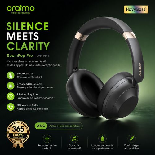 Oraimo Casque sans fil - A réduction de bruit- BoomPop Pro - OHP-917