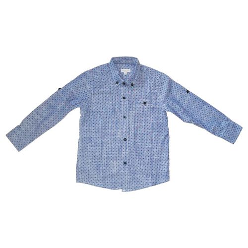 product_image_name-Fashion-Chemise Casual Slim à Micro-Motifs – Bleu Azur et Imprimés Géométriques-1