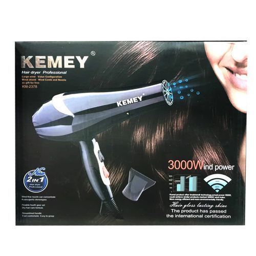 Kemey Sèche-Cheveux Professionnel 2 En 1 - 3000W - Noir