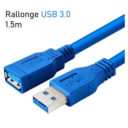 Rallonge USB 3.0 LinQ 1,5 mètres 5Gb/s - Câble d'extension Bleu - Français