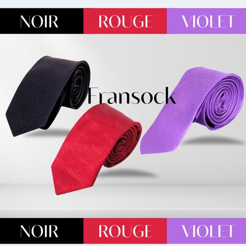 product_image_name-Fashion-Trio Élégance - Cravates Homme Noir, Rouge Et Violet-1