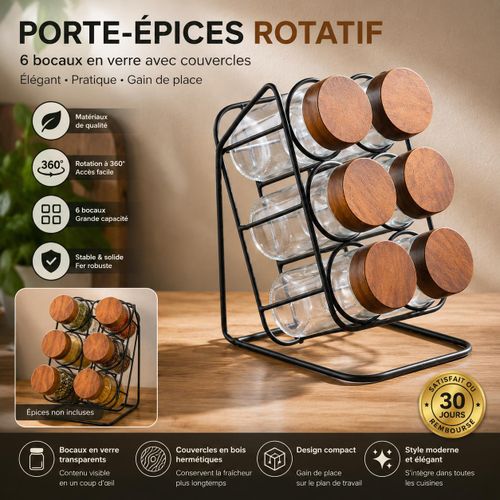 Generic Ensemble de 6 pots à épices Cassia avec support incliné - transparent - image 4