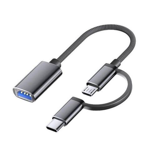 Generic Câble de conversion OTG pour téléphone (2 en 1), (Micro + Type-C en option) (USB3.0) (Hub)... - image 5