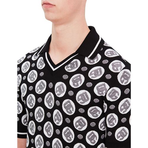 product_image_name-Vetements-T-shirt Polo Homme Noir Motifs Design Premium – Manches Courtes Col V Élégant-2