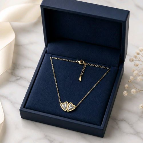 Fashion Collier Double Cœur Entrelacé