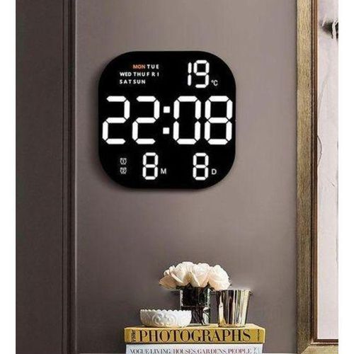 product_image_name-Generic-Horloge Numérique LED MuralAvec 10 Niveaux De Luminosité Réglables, Forme Arrondie USB Avec Grand écran-1