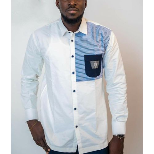 STUDIO Chemise blanche style façonnable a bande tissée