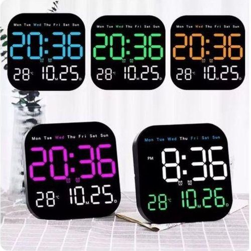 product_image_name-Generic-Horloge Numérique LED MuralAvec 10 Niveaux De Luminosité Réglables, Forme Arrondie USB Avec Grand écran De 10 Pouces-6