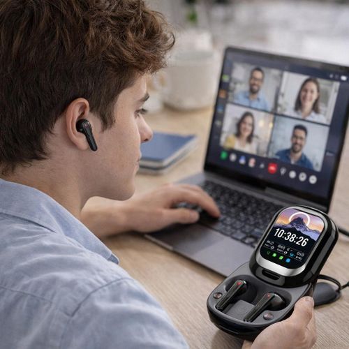 product_image_name-Generic-Écouteurs Bluetooth avec Boîtier Écran Intelligent – Son Clair & Contrôle Pratique-2