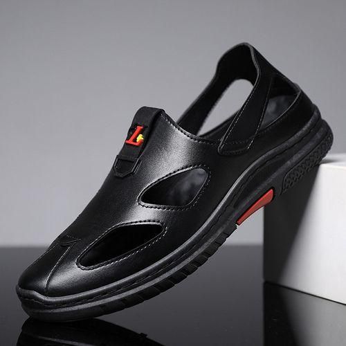 Fashion Chaussures En Cuir Hommes Sandales Antid rapant Noir