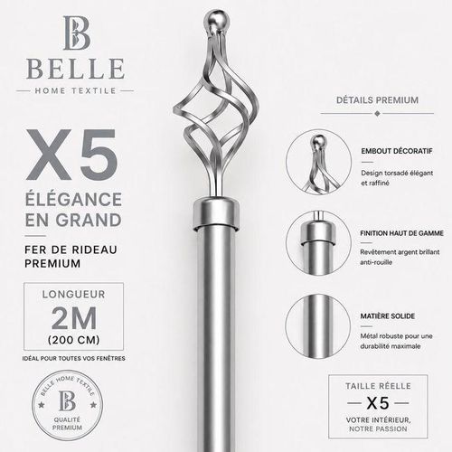 Generic Belle lot De 5 Tringles à Rideaux Extensible 2m HG