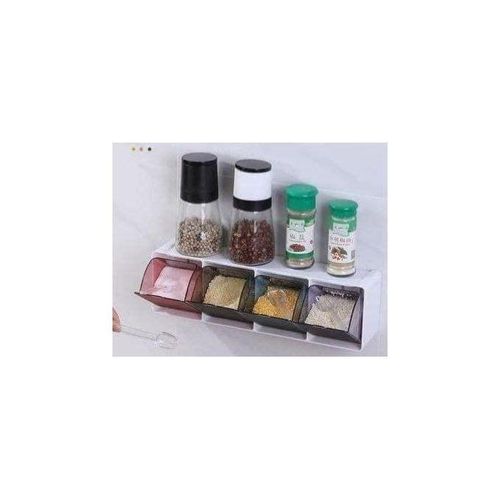 Generic Agréable Boîte D'assaisonnement Murale à 4 Grilles Avec Cuillère - image 3