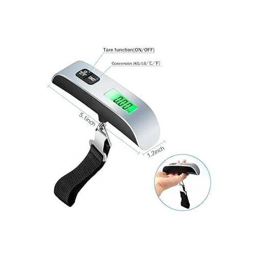 Balance à bagages numérique portable à main, 40 kg / 90 lb, écran LCD, batterie incluse, blanc
