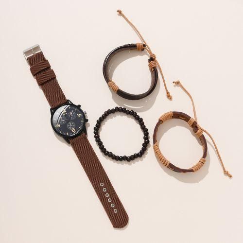 product_image_name-JNKACLD-4pcs Montres à Quartz Bracelet Montre Set Pour Hommes Affaires Mode Casual Round Pointer Calendrier Accessoires De Montre-4