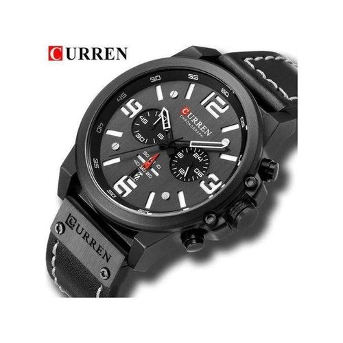 Curren  Montre homme en Cuir Noir