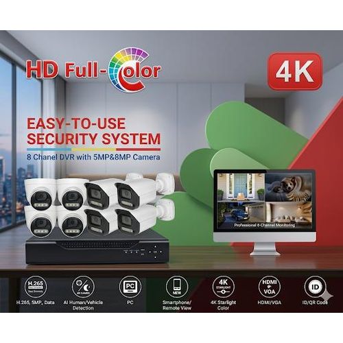 product_image_name-Generic-Kit Complet Professionnel de 8 Caméras full color 5MP -2