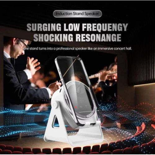 product_image_name-Generic-Support de téléphone -3 en 1 - Haut parleur Bluetooth à induction sans fil - diffuseur de son via une connexion Bluetooth 5.3 - amplificateur de son d’un smartphone - recharge la batterie de smartphone sans fil - support de smartphone - couleur blanche-1