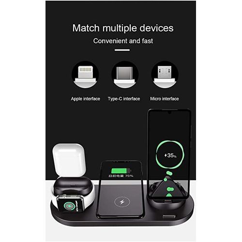 Generic Station De Charge Sans Fil 6 En 1 Chargeur Multifonction - image 2