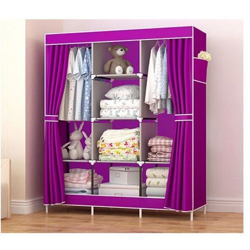 product_image_name-Generic-Placard Armoire Démontable 10 Compartiments Avec Housse 3 Battants 130-14A - Violet-1
