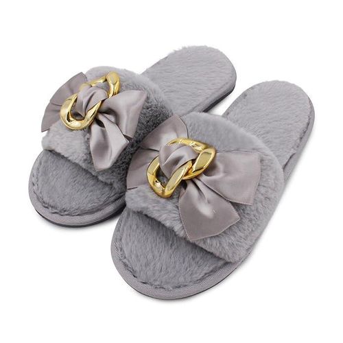 product_image_name-Generic-Chaussons Femme Fourrure avec Nœud Élégant – Confort Doux et Style Chic-2