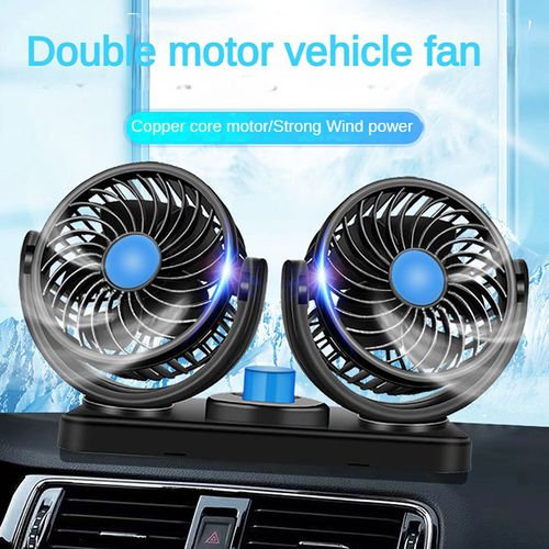 F622U Ventilateur de refroidissement électrique à double tête rotative et  pliable pour voiture avec double port de charge USB, style : allume-cigare