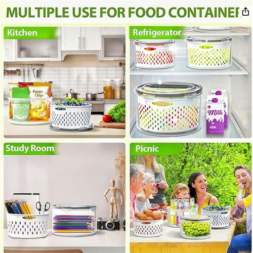 product_image_name-Generic-Set de 5 Boîtes de Conservation "Fresh Keeper" – Bacs de Rangement avec Paniers Égouttoirs – Conservation Fruits & Légumes Longue Durée – Hermétique & Sans BPA – Transparent-3