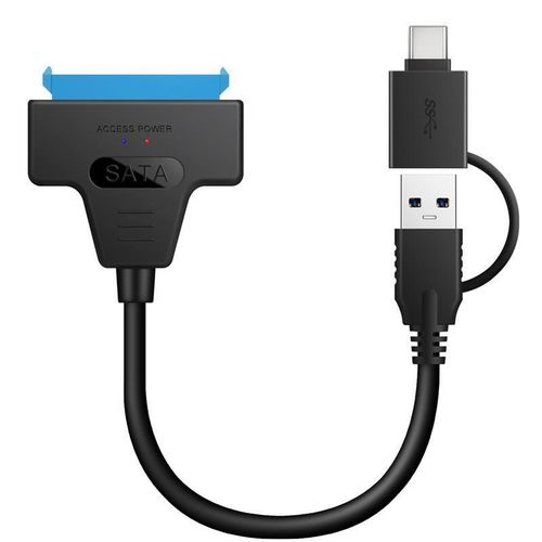 Generic Cable Adaptateur USB 3.0 - SATA Hdd/Ssd Type C + USB compatible Pc et Mac - image 3