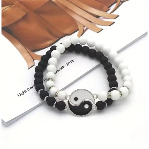 product_image_name-Blanc Noir-2 bracelets Yin Yang Tai Chi pour femmes-2
