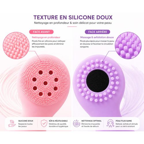 Generic Brosse de Nettoyage Visage Double Face en Silicone – Lot de 2 - image 3