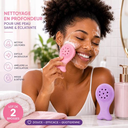 Generic Brosse de Nettoyage Visage Double Face en Silicone – Lot de 2 - image 7