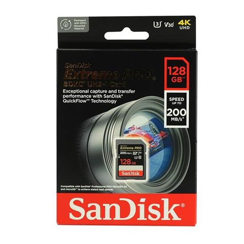 SanDisk Carte SD SanDisk 128Go Extreme Pro Class10 U3 SD 200MB/s écriture  90Mb/s SDXC - Prix pas cher
