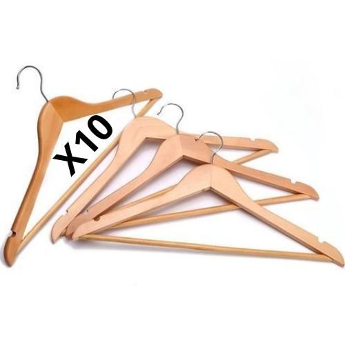 product_image_name-Generic-Lot de 10 Cintres en Bois Naturel – Solides & Élégants – Pour Vêtements Homme & Femme-1