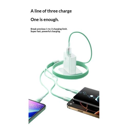 Generic Câble de données à chargement rapide 3 en 1 120 W, Type-C, Lightning, Micro - image 3