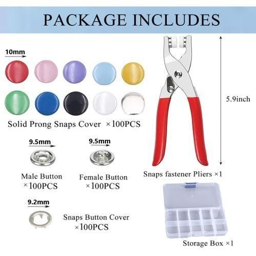 product_image_name-Generic-Lot De 100 Boutons-pression De 10 Boutons De Couleur Pour La Couture Et L'artisanat-3