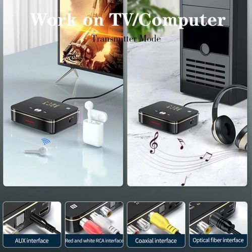 Transmetteur Bluetooth TV, Récepteur Bluetooth 5.2 avec Câble Audio 3,5 mm,  Emetteur Recepteur Bluetooth Faible Latence, Doubles Sorties AUX pour  Écouteur, TV, Équipement d'enceintes : : High-Tech