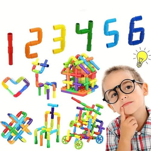 product_image_name-Generic-Jeux éducatifs de construction en forme de tuyaux pour enfants de 100 pièces, dans une boîte, assemblés et insérés comme des tuyaux en plastique éducatifs-2
