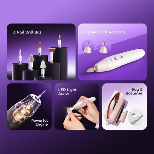 product_image_name-Oraimo-Manicure Set Nail Art Kit 6 Nail Drill Bits 2-Speed Dual Rotation 365-day Warranty-3