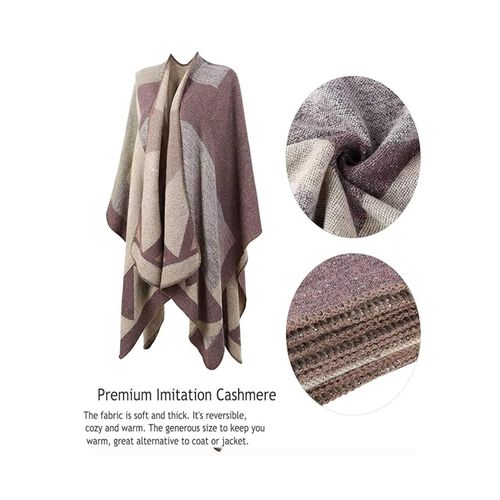 product_image_name-TodyJeyHo-Poncho cape réversible oversize pour femmes, châle chaud, couverture cardigan imprimée ouverte à l'avant-2