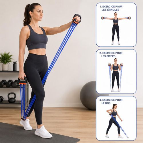 Generic Extenseur de musculation à 5 tubes élastiques - image 3