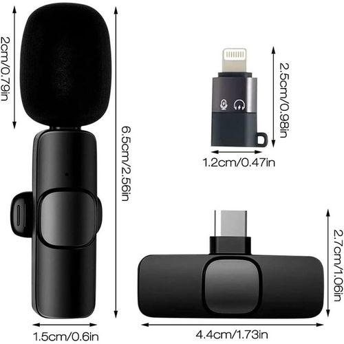 Microphone Cravate Sans Fils,Mini Micro Lavalier Avec Lightning Adaptateur  2.4GHZ - Prix pas cher