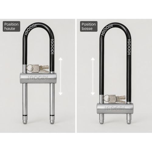 Generic Cadenas en U Antivol à Anse Ajustable, Réglable – Haute Sécurité avec 3 Clés - image 2