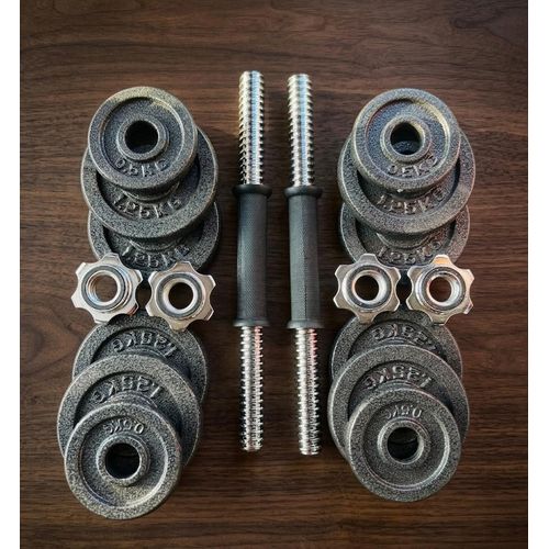 Generic Set de 2 Haltères Ajustables en Fonte - 15 KG Total (Kit Complet) - image 2