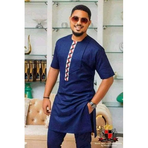 Fashion Ensemble Tunique Homme Manche Courte De Couleur Bleu Prix pas cher Jumia CI
