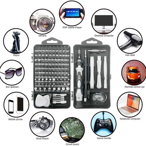 product_image_name-Generic-Ensemble de tournevis de précision 122-en-1 Outils de réparation multifonctionnels pour téléphone, ordinateur portable et électronique - gris-5