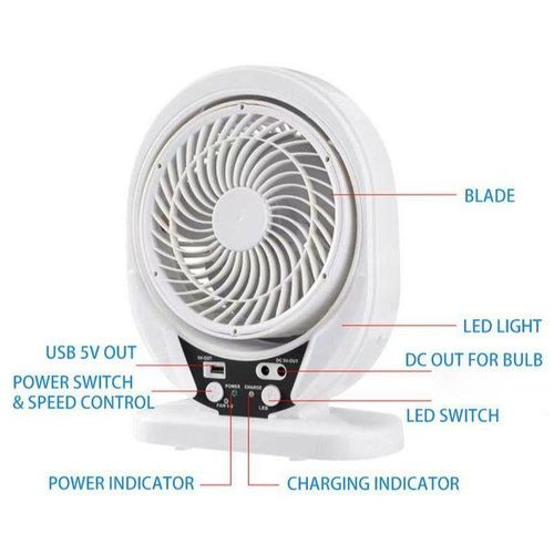 Generic Ventilateur Rechargeable Multifonction 8" - image 2
