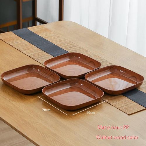 product_image_name-Generic-Ensemble de 10 - plateaux à grain de bois, assiettes à fruits, assiettes à dîner - Couleur bois de noyer-2