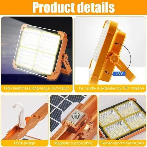 product_image_name-Generic-Lampe De Travail Rechargeable à LED 150 W, Projecteur Solaire Portable Avec Batterie 12500 MAh, Construction à Quatre Modes Solaire D'urgence Pour Camping, Réparation De Voiture-3