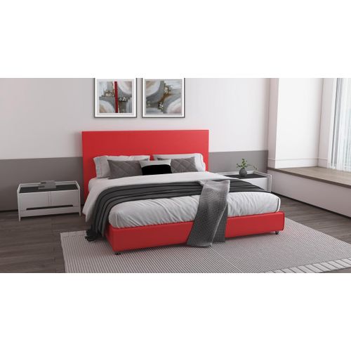 RICHBOND Lit  ZEN SIMILI CUIR ROUGE - 190 x 090
