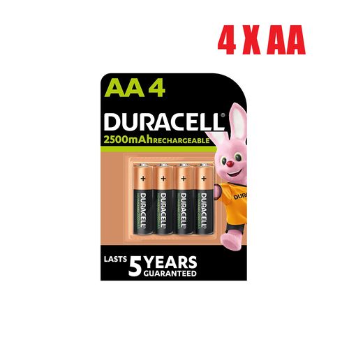 Duracell 4 PILES RECHARGEABLES AA 1.2V 2500mah DURACELL - NOIR - Prix pas  cher